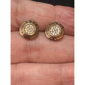 Pandora CZ Logo Stud Earrings Sterling Silver 925 ALE Round